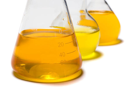 Base oil in glass container