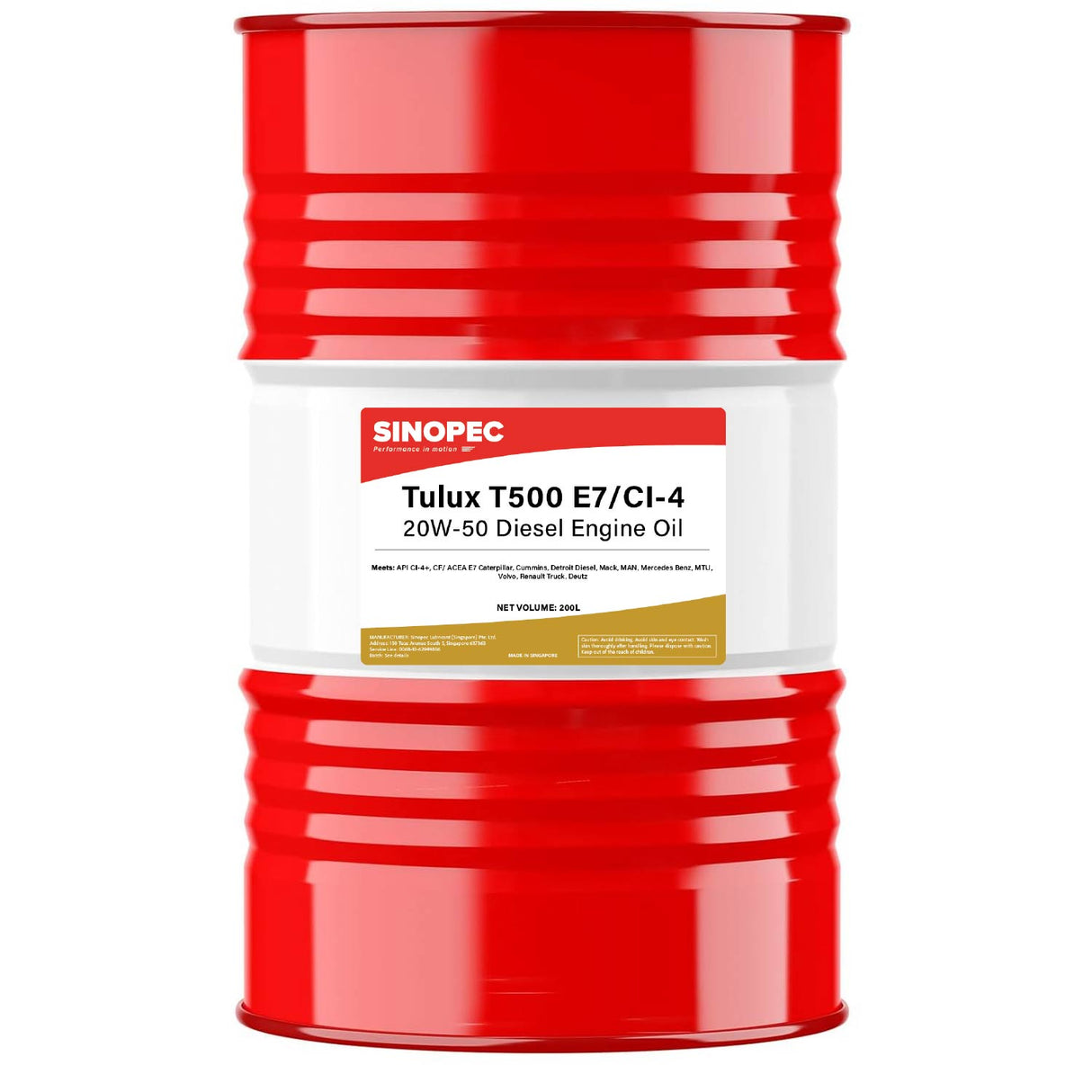 Huile moteur diesel Tulux T500 15W40 E7, CI-4, fût de 200 L