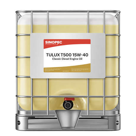 Sinopec Tulux T500 15W-40 diesel engine oil container on a white background