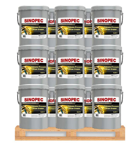 Front image of Sinopec Extreme Pressure Lithium Grease NLGI 0 pallet of 36 pails of 17 kg.