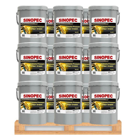 Front image of Sinopec Extreme Pressure Lithium Grease NLGI 2 pallet of 36 pails of 17 kg.