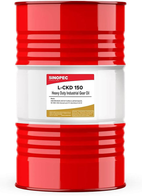 Front image of Sinopec L-CKD 150 Heavy Duty Industrial Gear Oil drum of 200L.