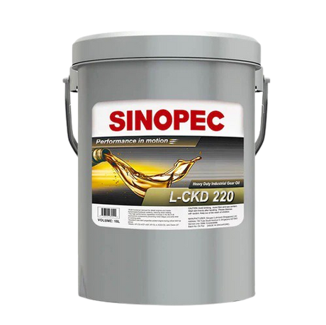 Front image of Sinopec L-CKD 220 Heavy Duty industrial Gear Oil pail of 18 L.