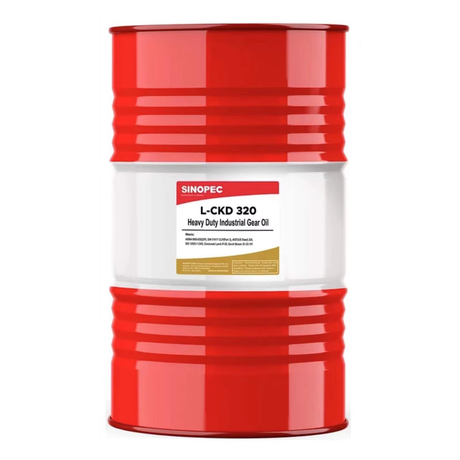 Front image of Sinopec L-CKD 320 Heavy Duty Industrial Gear Oil drum of 200L.