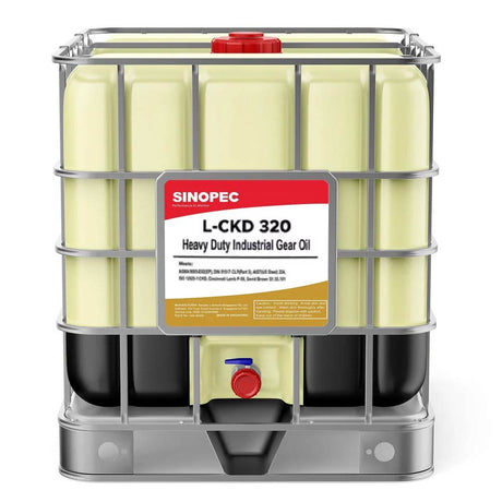 Front image of Sinopec L-CKD 320 Heavy Duty Industrial Gear Oil IBC tote of 1000L.