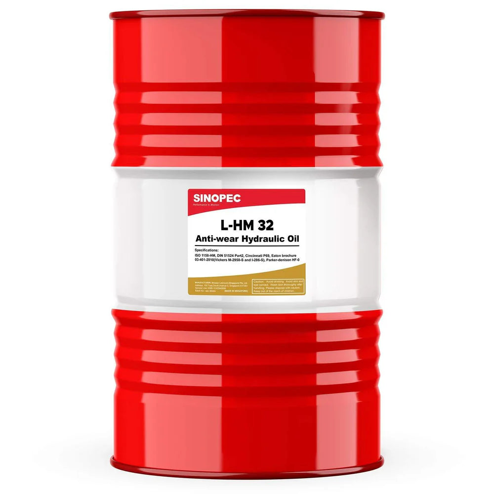 Front image of Sinopec L-HM 32 drum of Antiwear Hydraulic Oil 200 L.