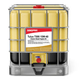 Front image of Sinopec T500 CI-4 E7 15W40 IBC tote of diesel engine oil 1000 L.