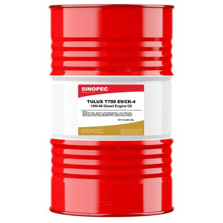 Front image of Sinopec Tulux T700 CK4 E9 15W40 drum of synthetic diesel engine oil 200 L.