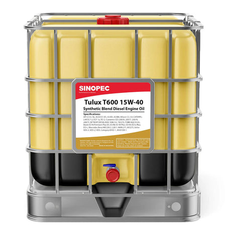 Front image of Tulux T600 15W40 Semi-Synthetic Blend Diesel Engine Oil IBC tote of 1000 L.